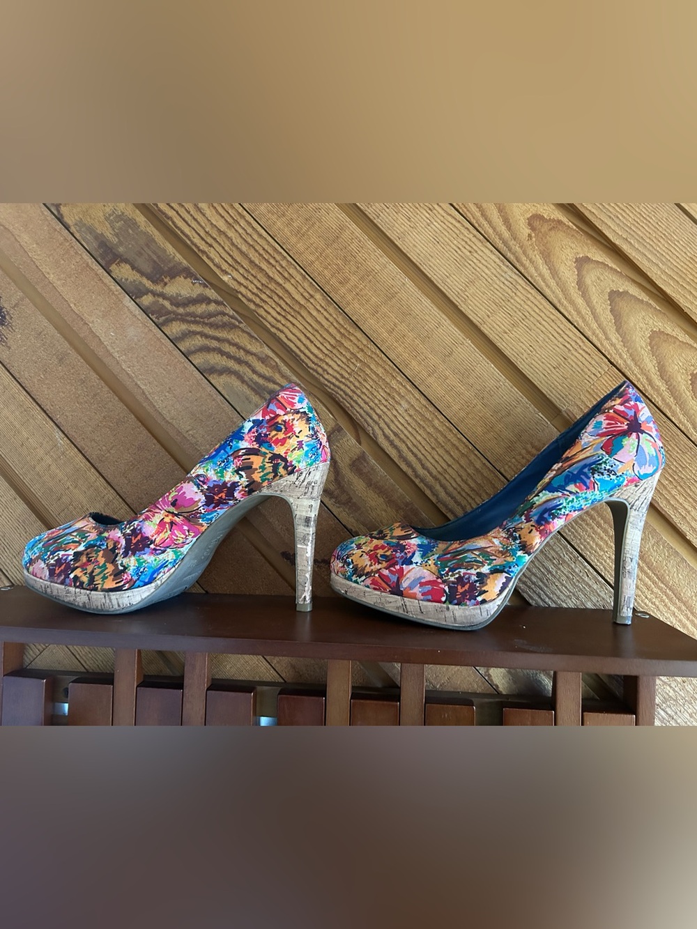 Multicolor Floral Platform High Heels - Picture 2 of 3